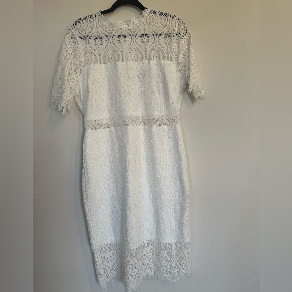 Lulu's White Lace Long Sleeve Midi Dress